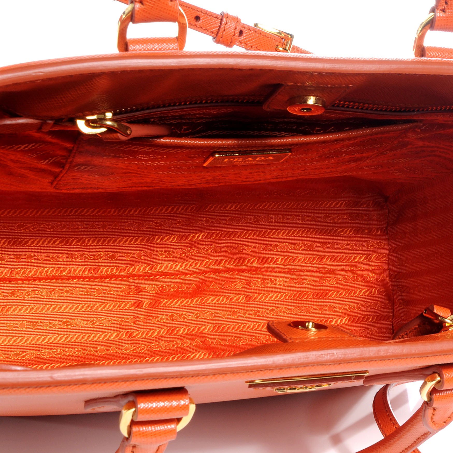 Prada Saffiano Lux Parabole Tote Papaya 5 of 8