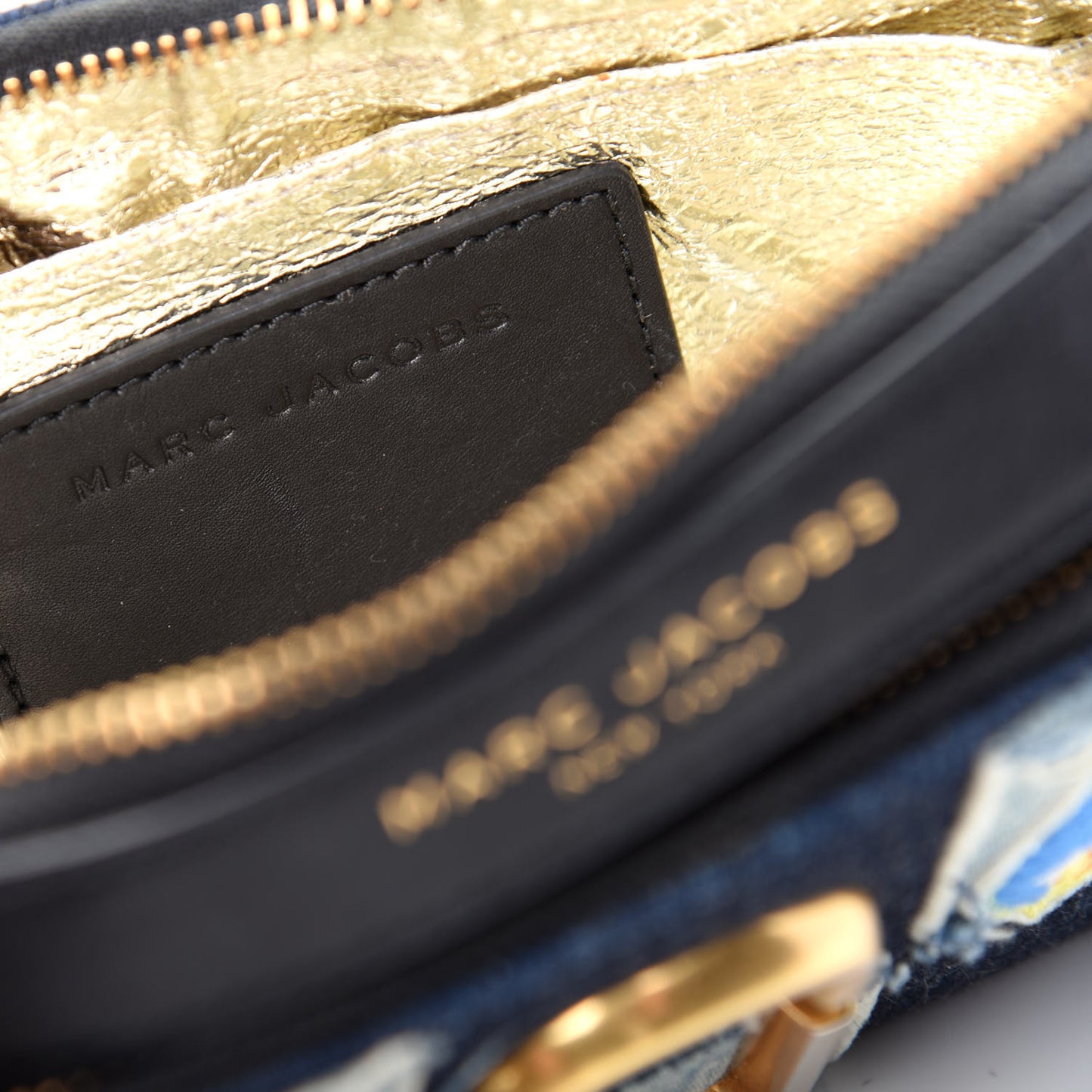 Calfskin Denim Patchwork Small Snapshot Camera Bag Multicolor