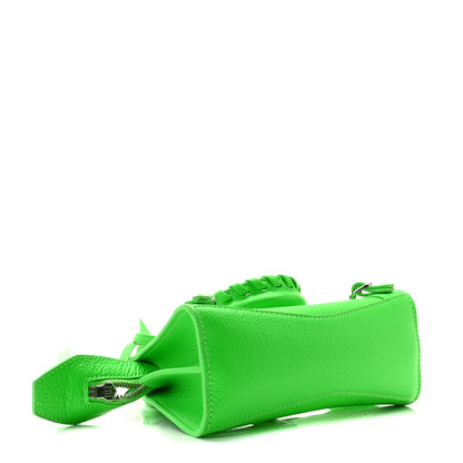 Balenciaga Grained Calfskin Neo Classic Silver Hardware Nano City Crossbody Fluo Green 5 of 10