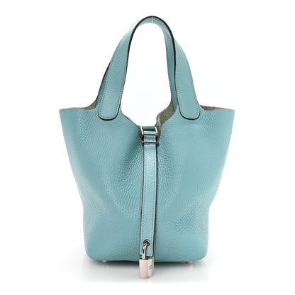 Hermes Taurillon Clemence Picotin Lock 18 PM Bleu Atoll 1 of 11