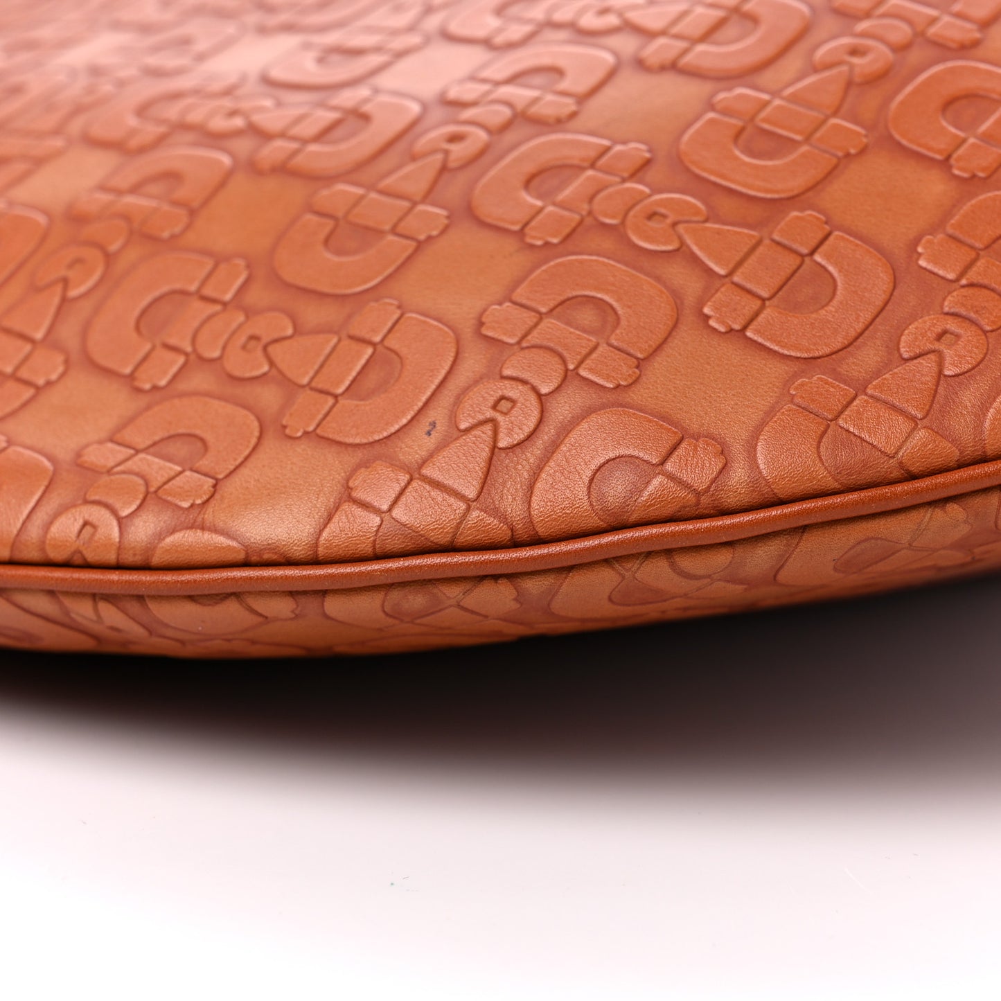 Calfskin Horsebit Embossed Glam Hobo Tan