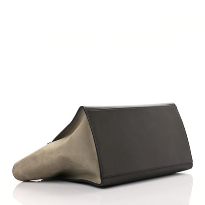 Celine Crocodile Embossed Calfskin Suede Medium Trapeze Taupe 4 of 19