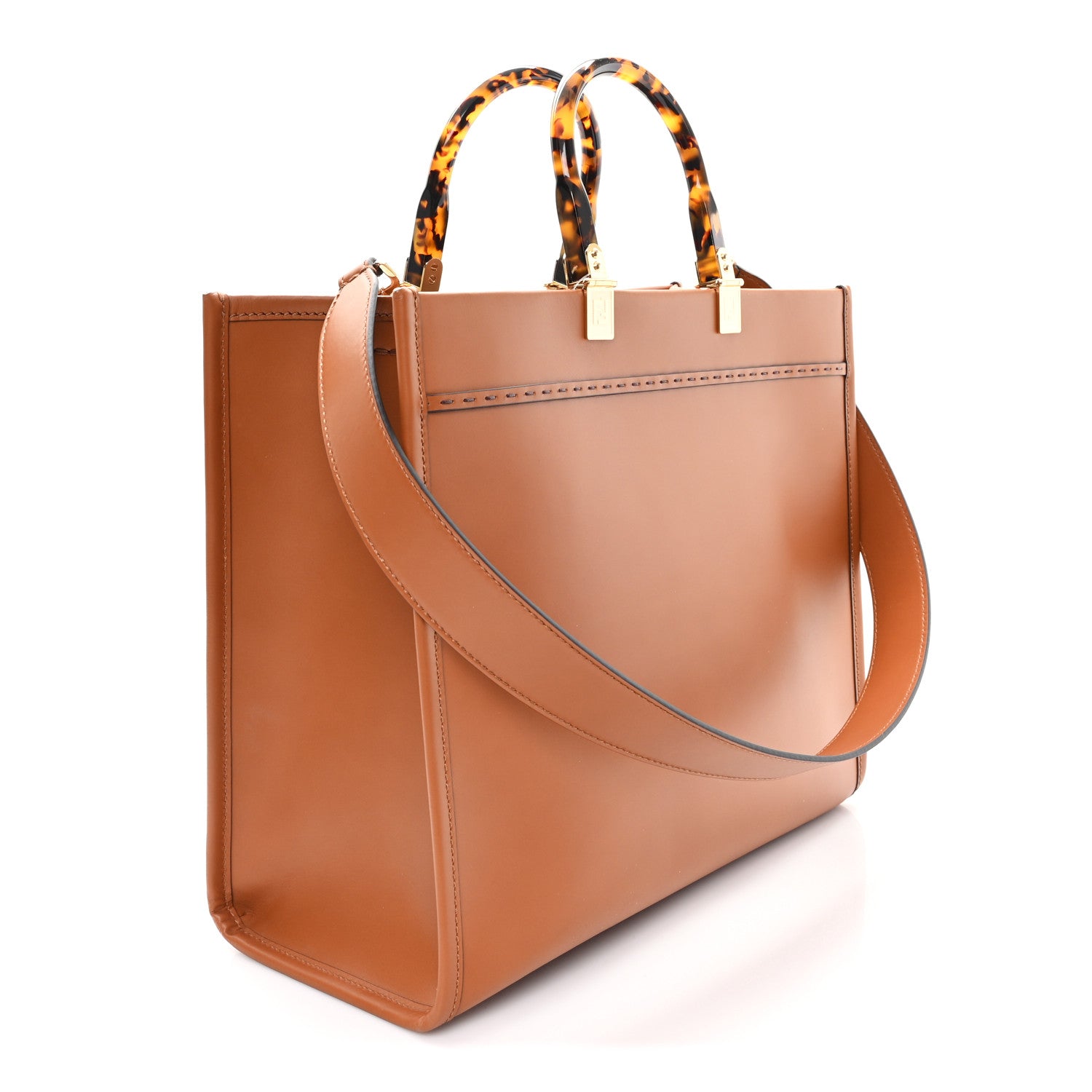 Fendi Vitello King Plexiglass Medium Fendi Sunshine Shopper Tote Cuoio 3 of 9