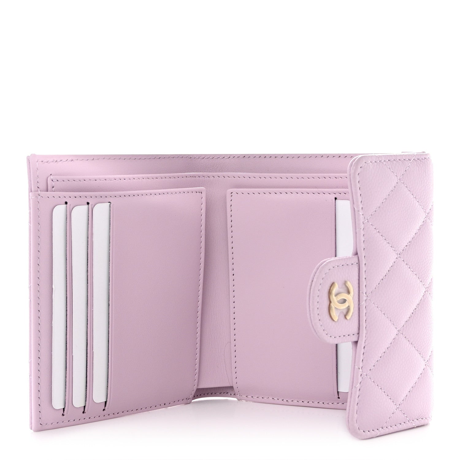 Chanel Caviar Quilted Compact Flap Wallet Light Purple 5 of 10