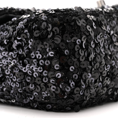 Chanel Sequin Mini Rectangular Flap Black Silver 9 of 13