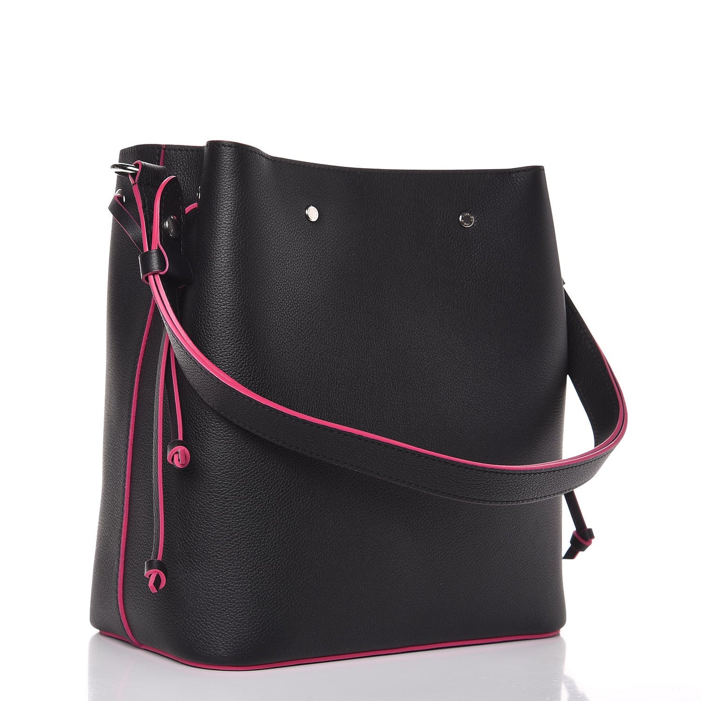 Calfskin Lockme Bucket Black