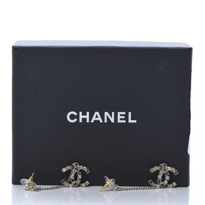 Chanel Crystal CC Drop Earrings Pink Grey Gold 6 of 6