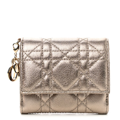 Christian Dior Metallic Lambskin Cannage Lady Dior Lotus Wallet Gold 1 of 7