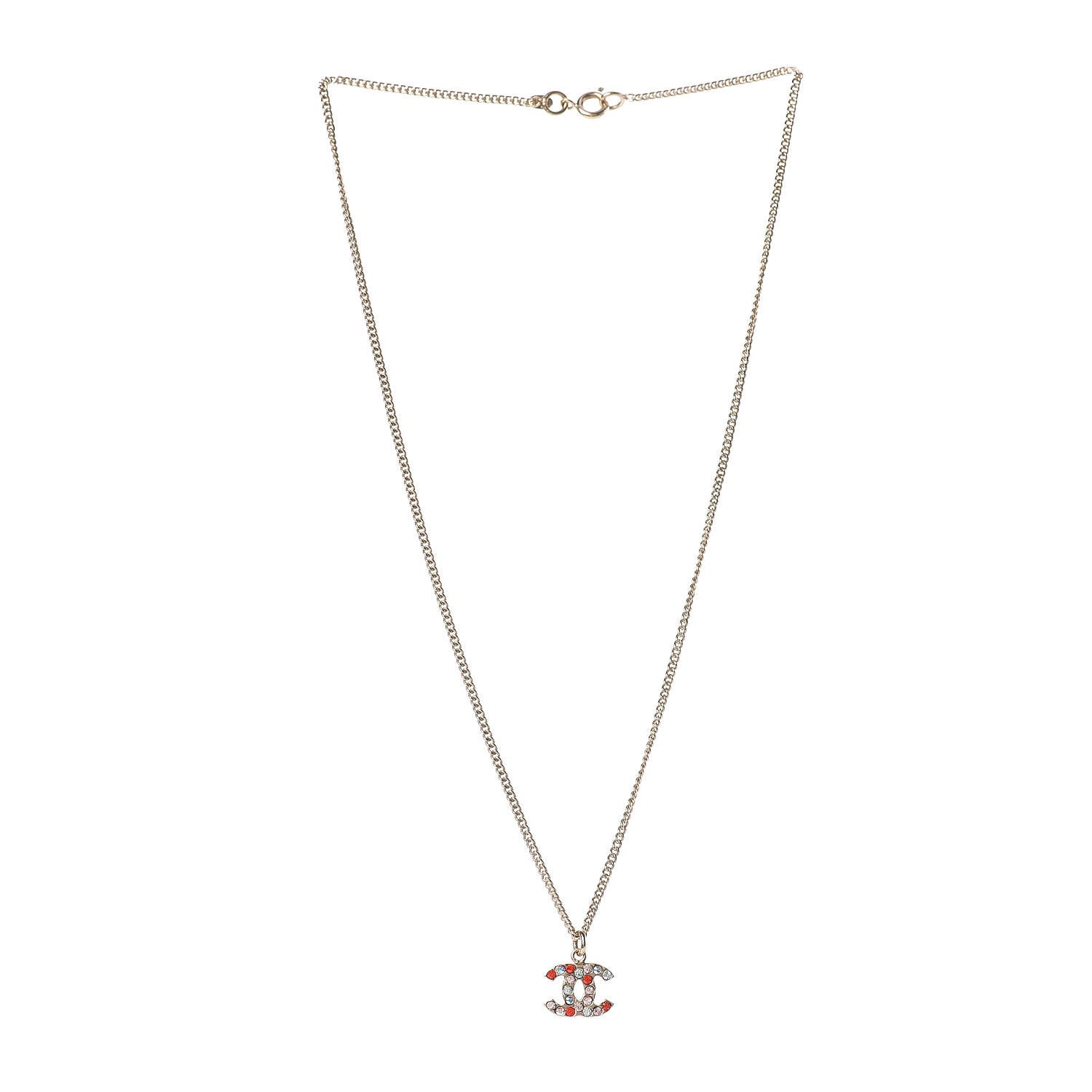 Chanel Crystal CC Necklace Gold Multicolor 3 of 5