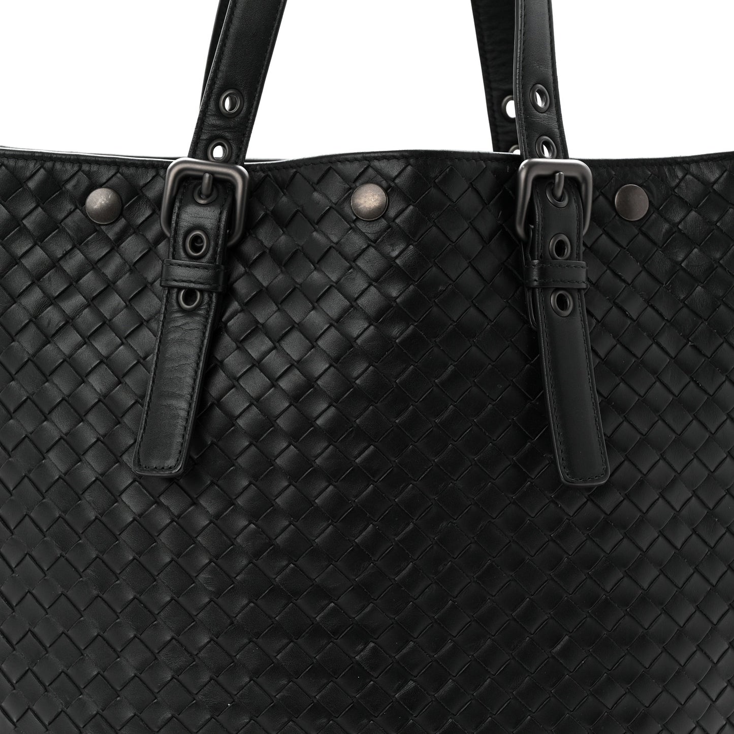 Nappa Intrecciato Light Calf Shopper Tote Black