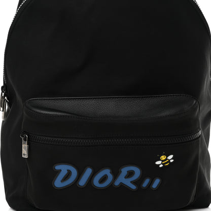 Christian Dior X KAWS Nylon Calfskin Logo Backpack Black 7 of 9