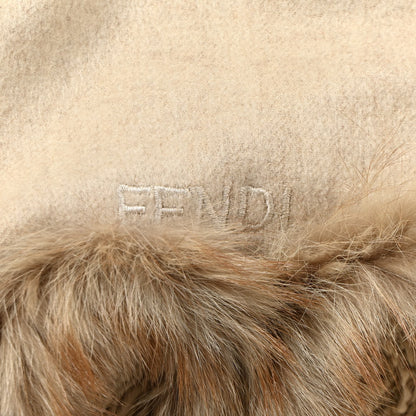 Fendi Cashmere Mink Roses Fringe Scarf Grey 3 of 4