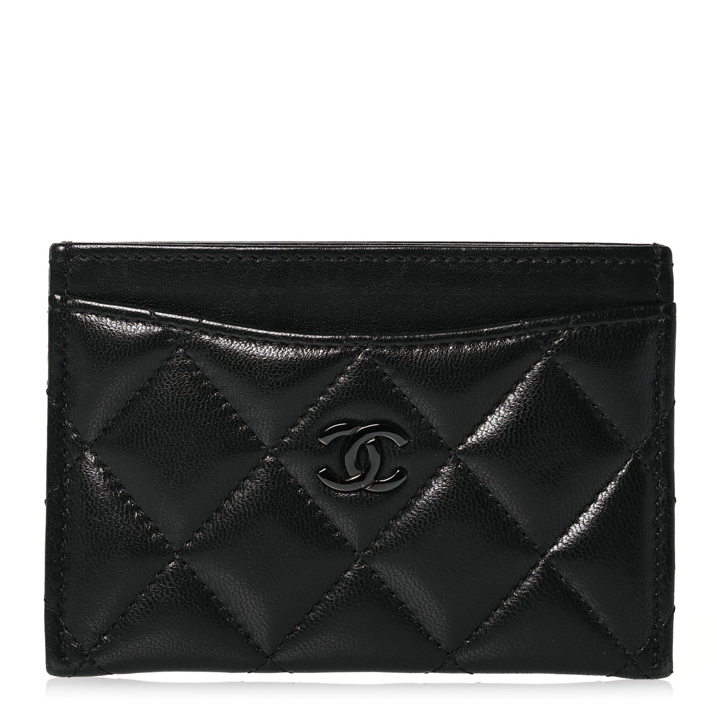 Lambskin Quilted Card Holder So Black
