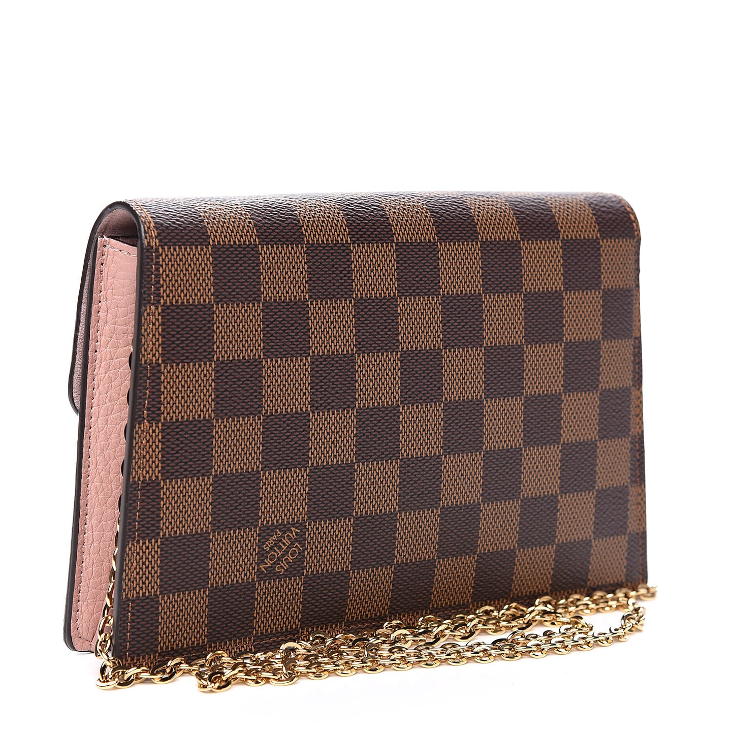 Damier Ebene Croisette Chain Wallet Magnolia