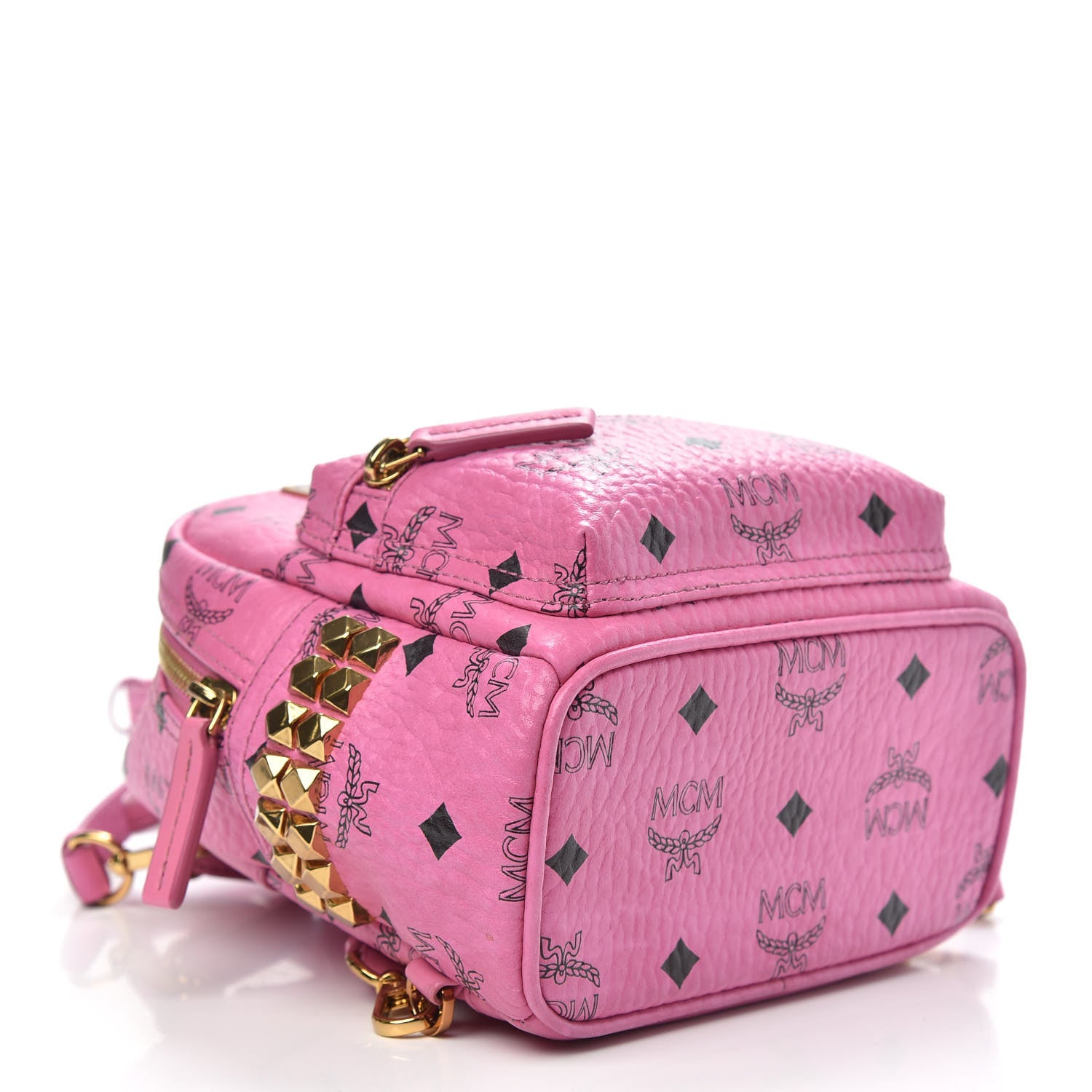 MCM Visetos Side Stud X-Mini Stark Bebe Boo Backpack Pink 3 of 9