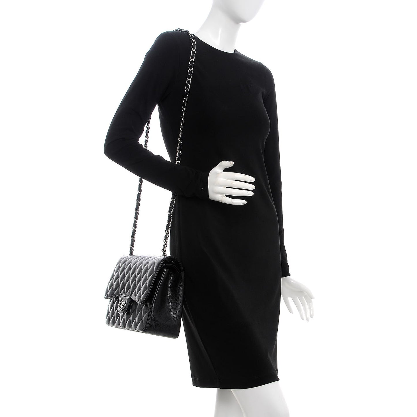 Caviar Quilted Jumbo Double Flap Black