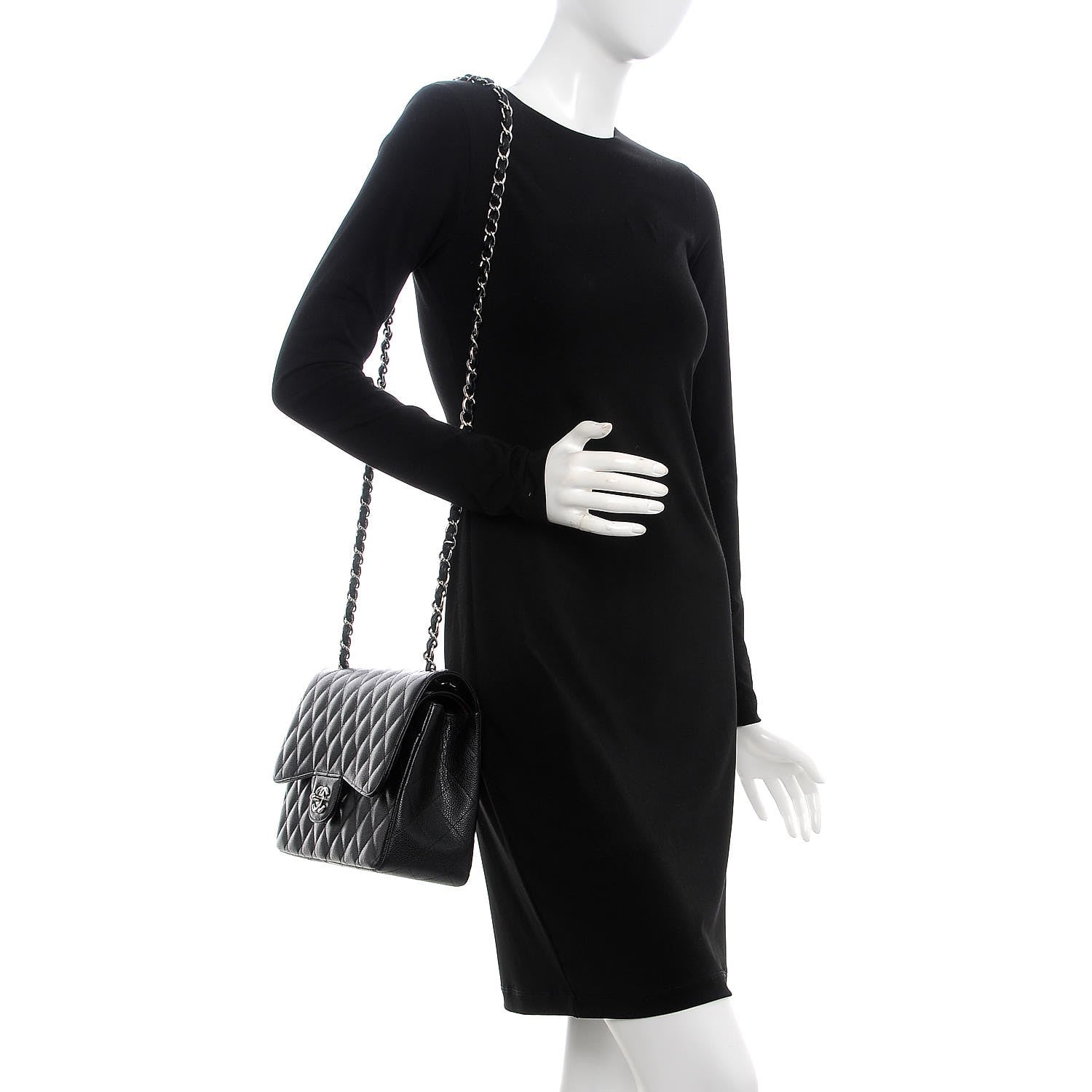 Chanel Caviar Quilted Jumbo Double Flap Black 2 of 8