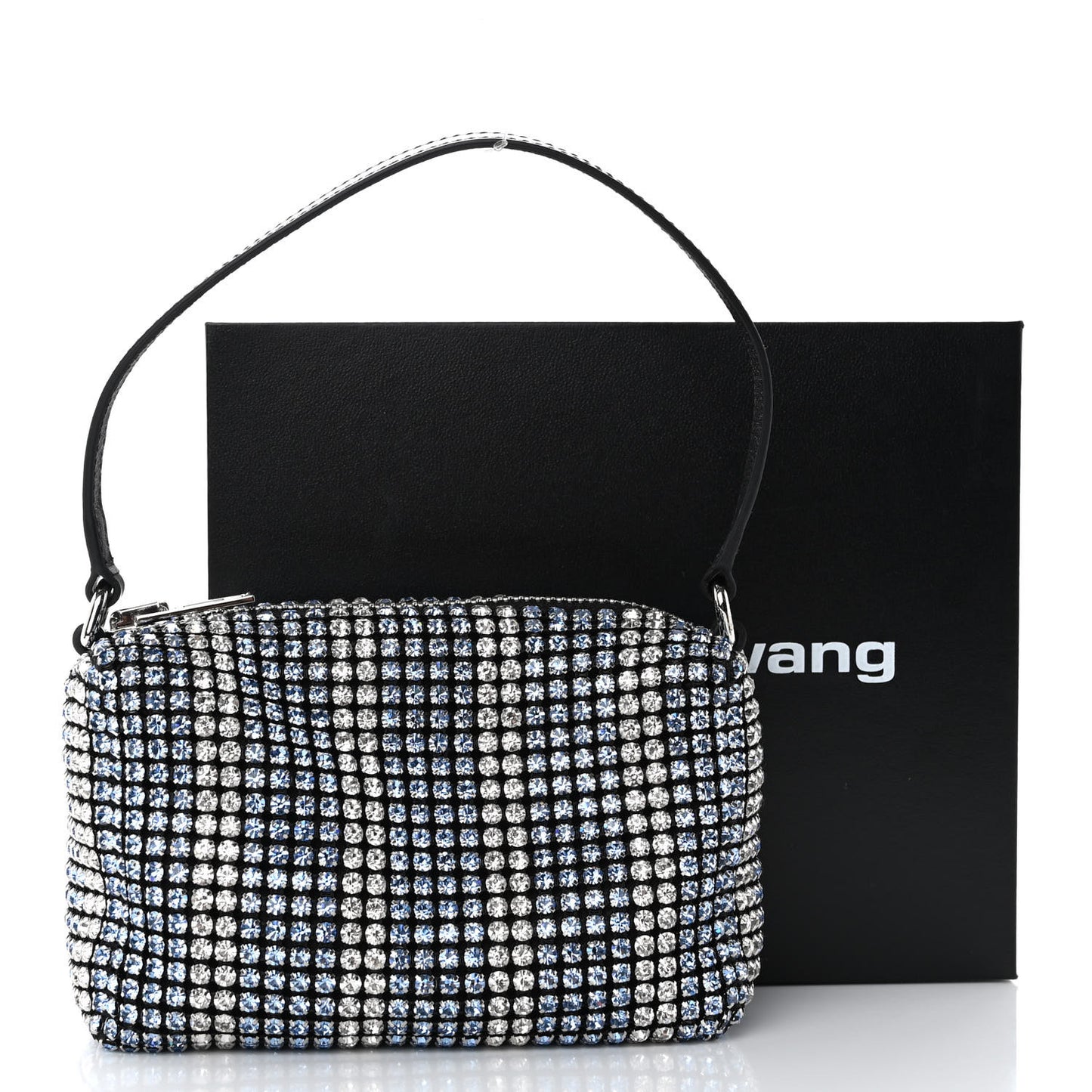 Mesh Crystal Rhinestone Mini Heiress Pouch Blue Light
