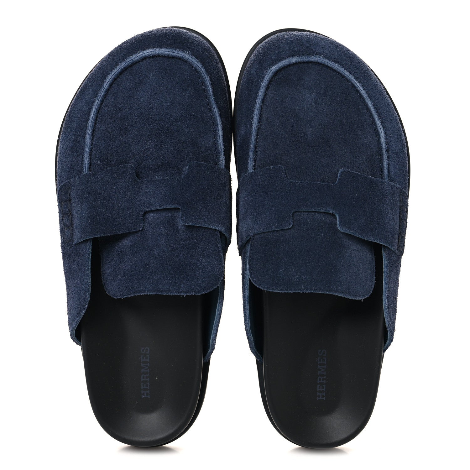 Hermes Suede Calfskin Mens Go Mules 40 Bleu Celeste 2 of 10