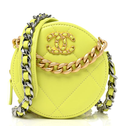 Chanel Lambskin Quilted Chanel 19 Round Clutch With Chain Yellow 1 of 8
