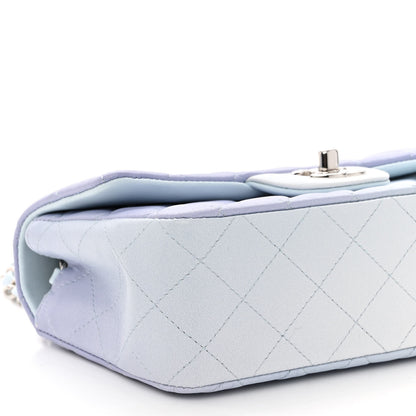 Chanel Perforated Lambskin Quilted Mini Rectangular Flap Light Blue Light Purple White 9 of 10