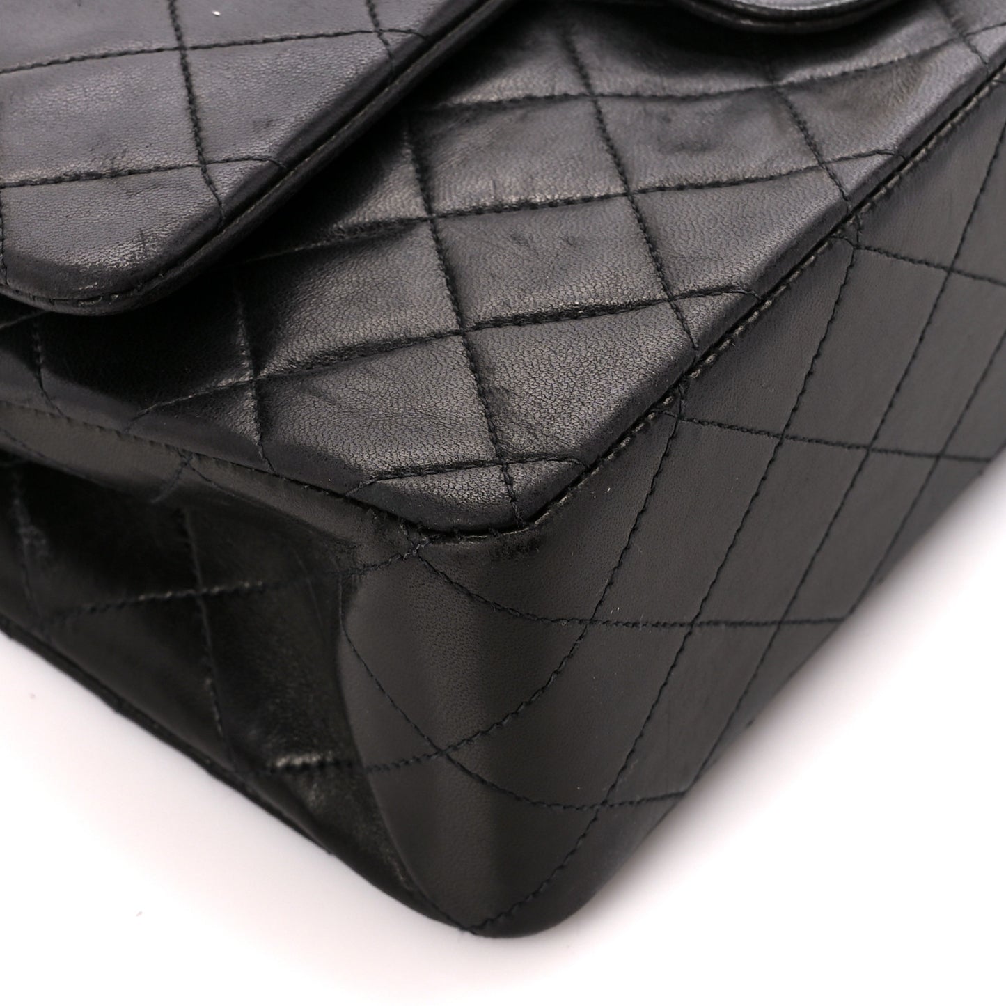 Lambskin Quilted Medium Double Flap Black