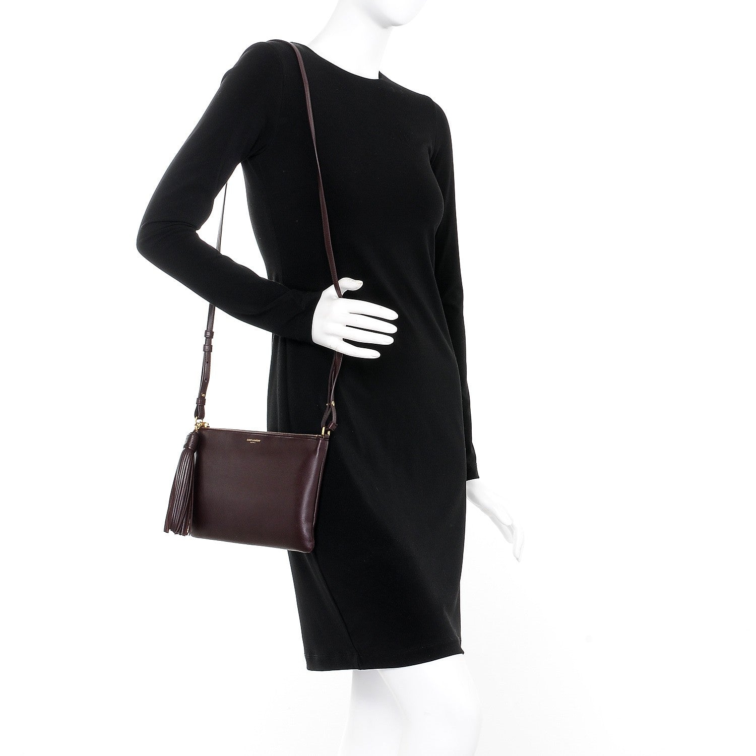 Saint Laurent Calfskin Teen Monogram Crossbody Bag Bordeaux 2 of 9