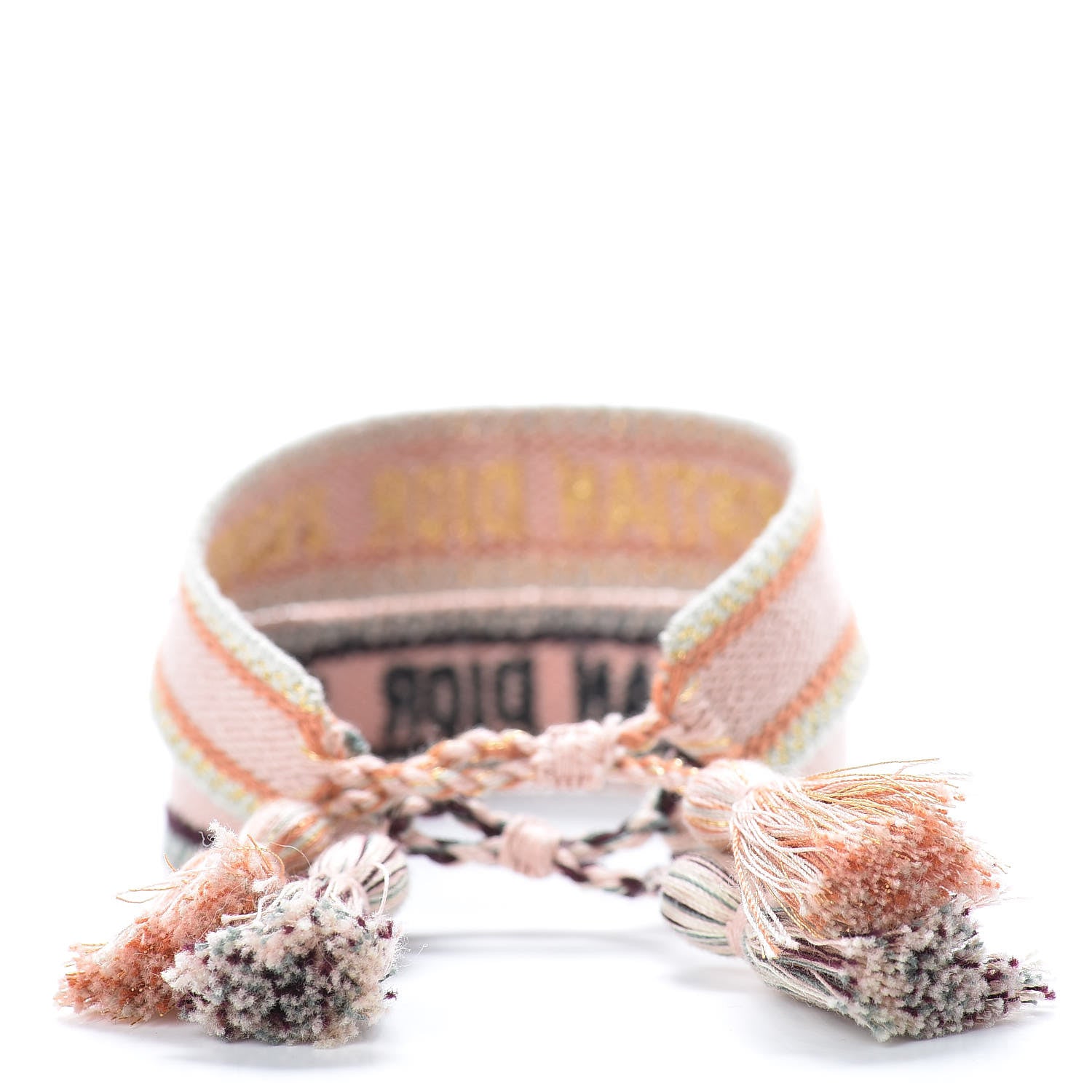 Christian Dior Woven Cotton J'Adior Friendship Bracelet Set Gold Pink 3 of 5