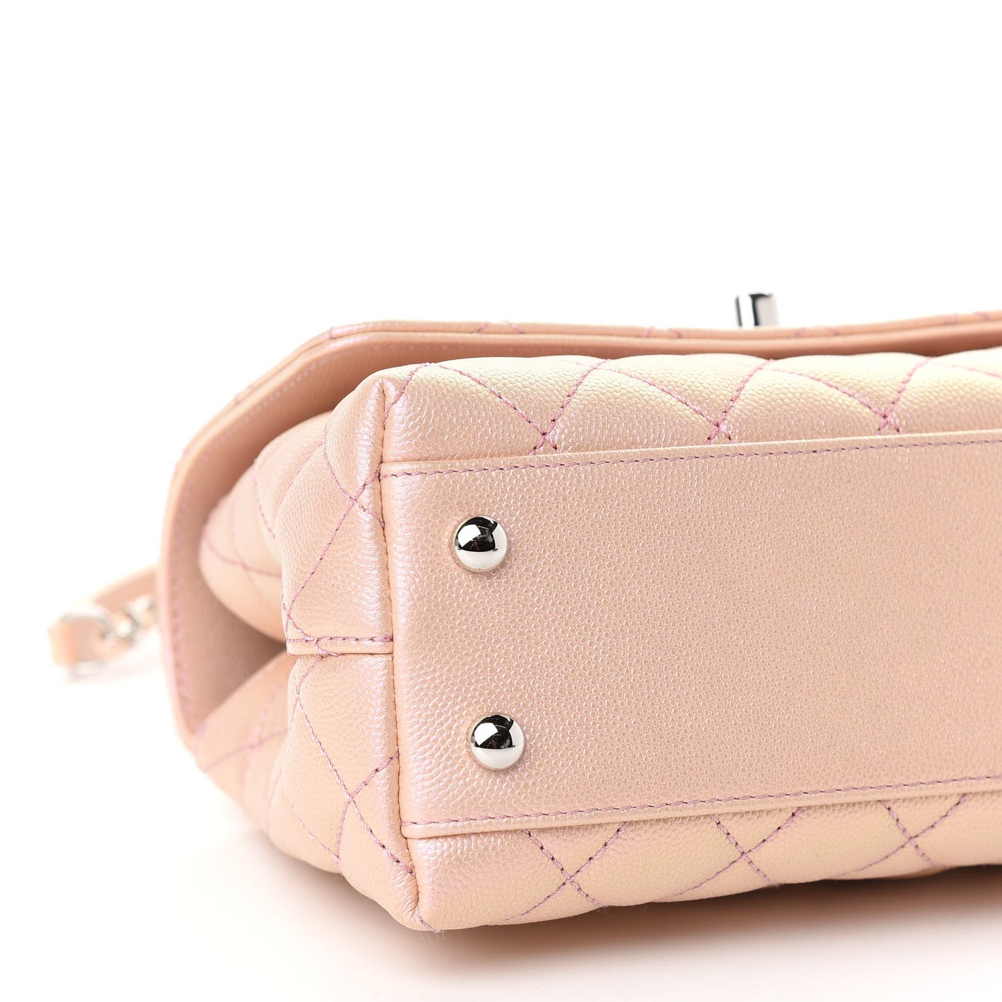 Iridescent Caviar Quilted Mini Coco Handle Flap Pink