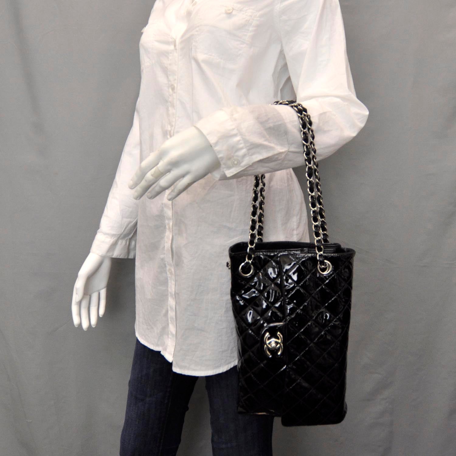 Chanel Patent Upside Down Flap Bag Black 2 of 9