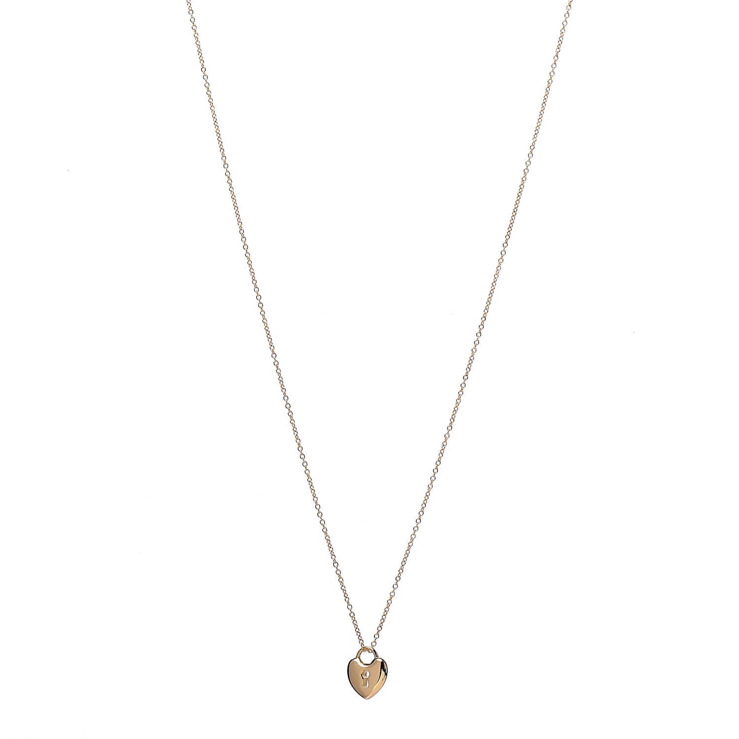 18K Yellow Gold Mini Heart Lock Pendant Necklace