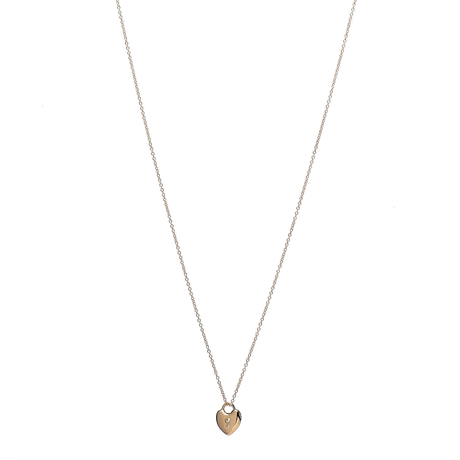 Tiffany 18K Yellow Gold Mini Heart Lock Pendant Necklace 1 of 7