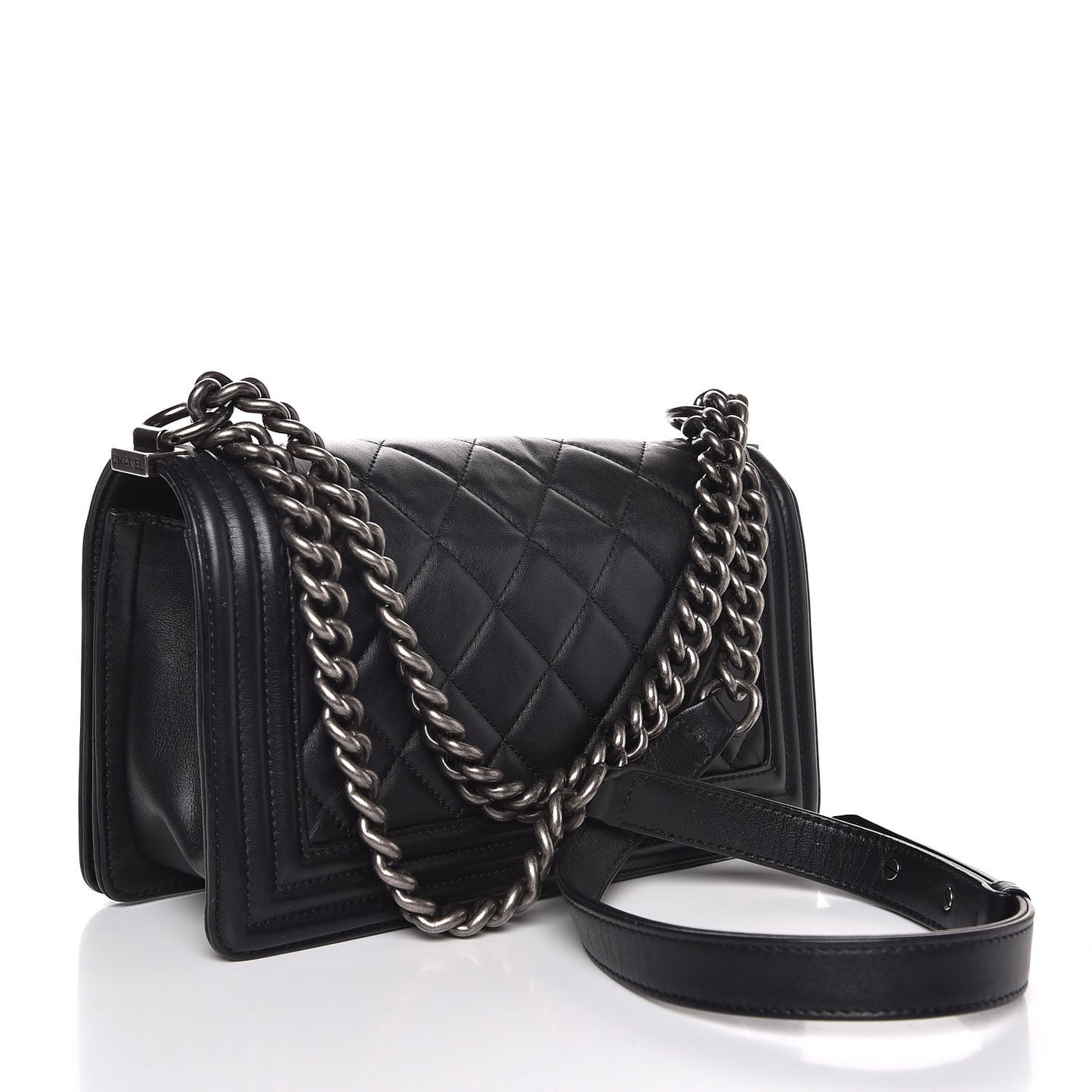 Lambskin Quilted Medium Boy Flap Black