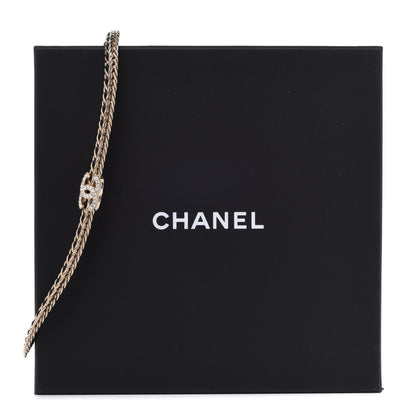 Chanel Metal Lambskin Crystal Chain CC Necklace Black Gold 6 of 6