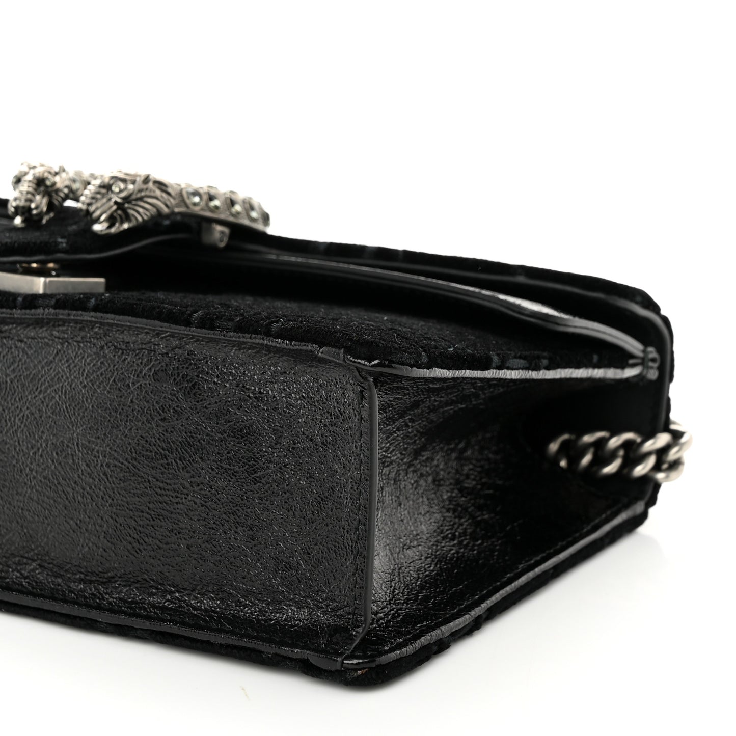 Velvet Skipper Crystal GG Monogram Small Dionysus Shoulder Bag Black Black Diamond