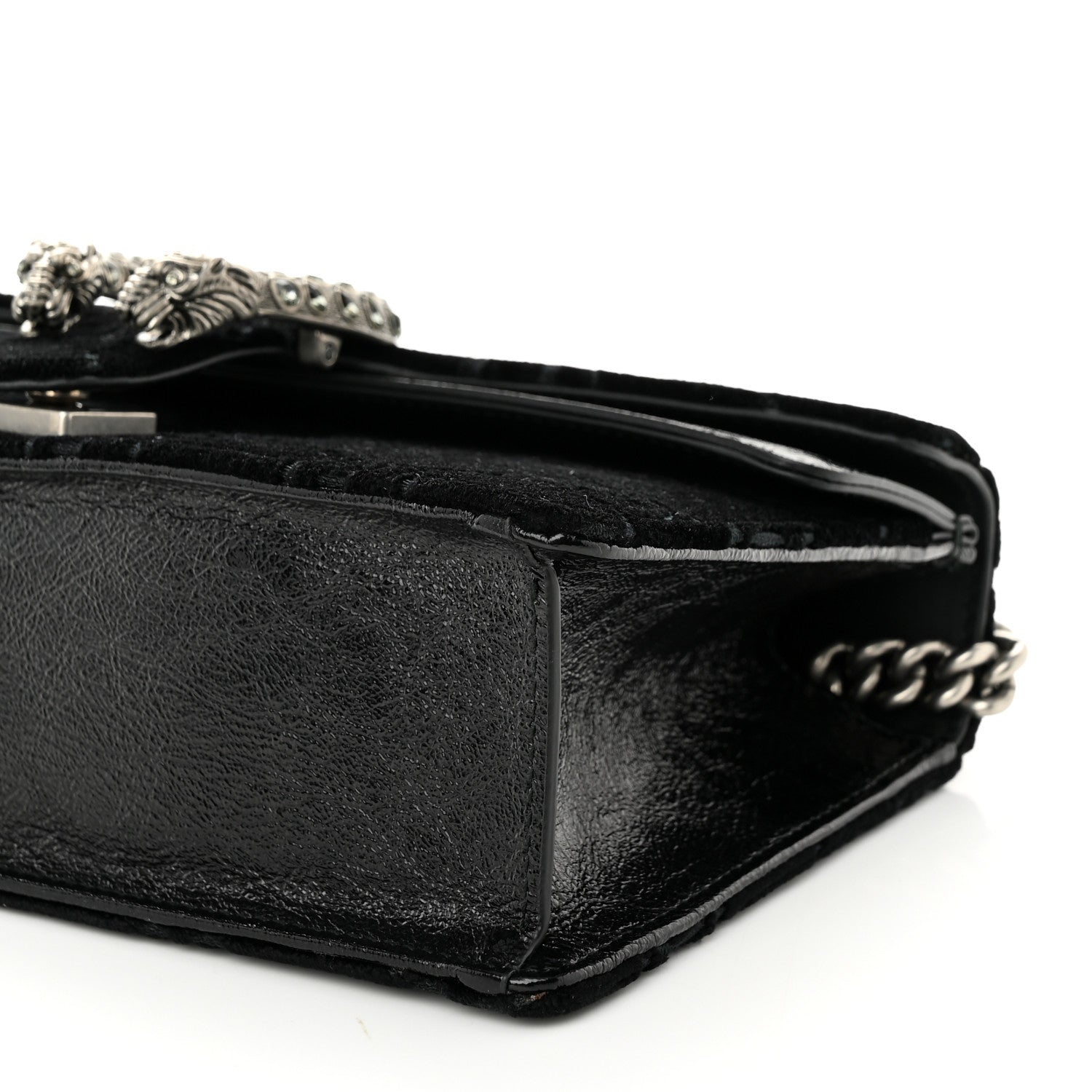 Gucci Velvet Skipper Crystal GG Monogram Small Dionysus Shoulder Bag Black Black Diamond 10 of 11