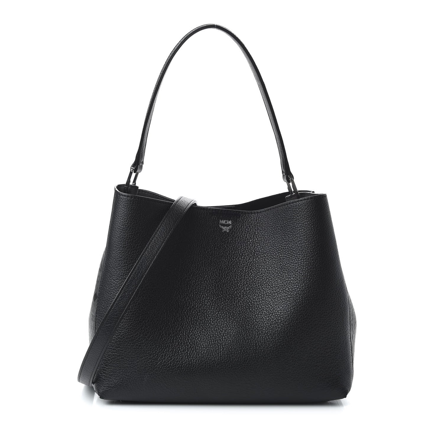 Grained Calfskin Visetos Medium Sarah Hobo Black