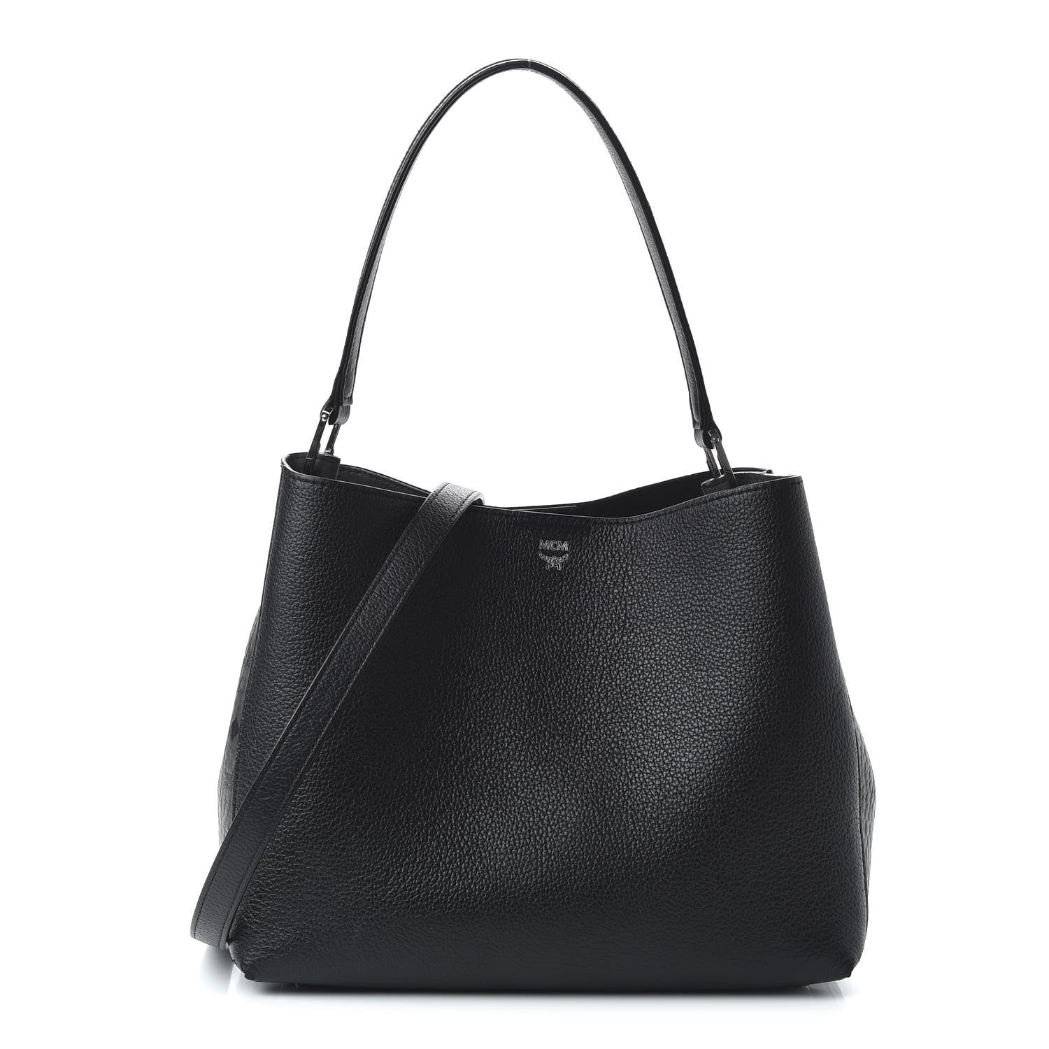 MCM Grained Calfskin Visetos Medium Sarah Hobo Black 1 of 9