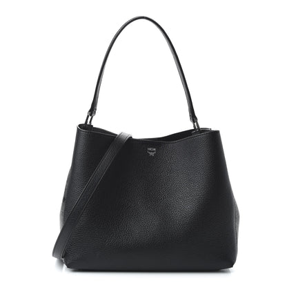 MCM Grained Calfskin Visetos Medium Sarah Hobo Black 1 of 9