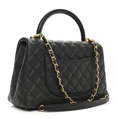 Chanel Caviar Lizard Quilted Small Coco Handle Flap Black 3 of 12