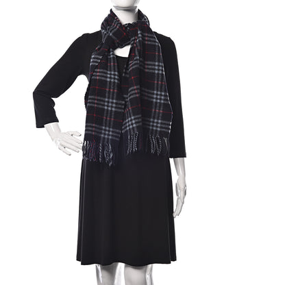 Burberry Lambswool Check Fringe Scarf Navy 2 of 4