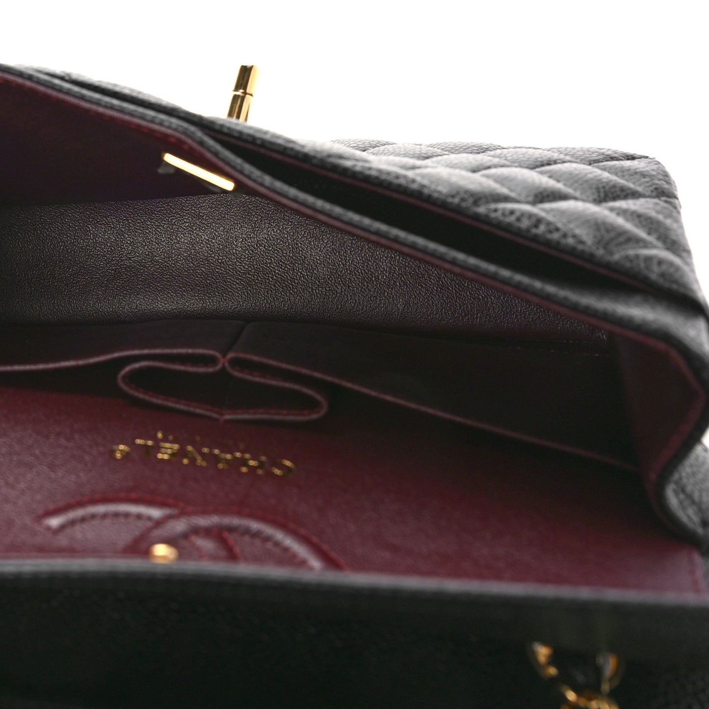 Caviar Quilted Small Double Flap Black
