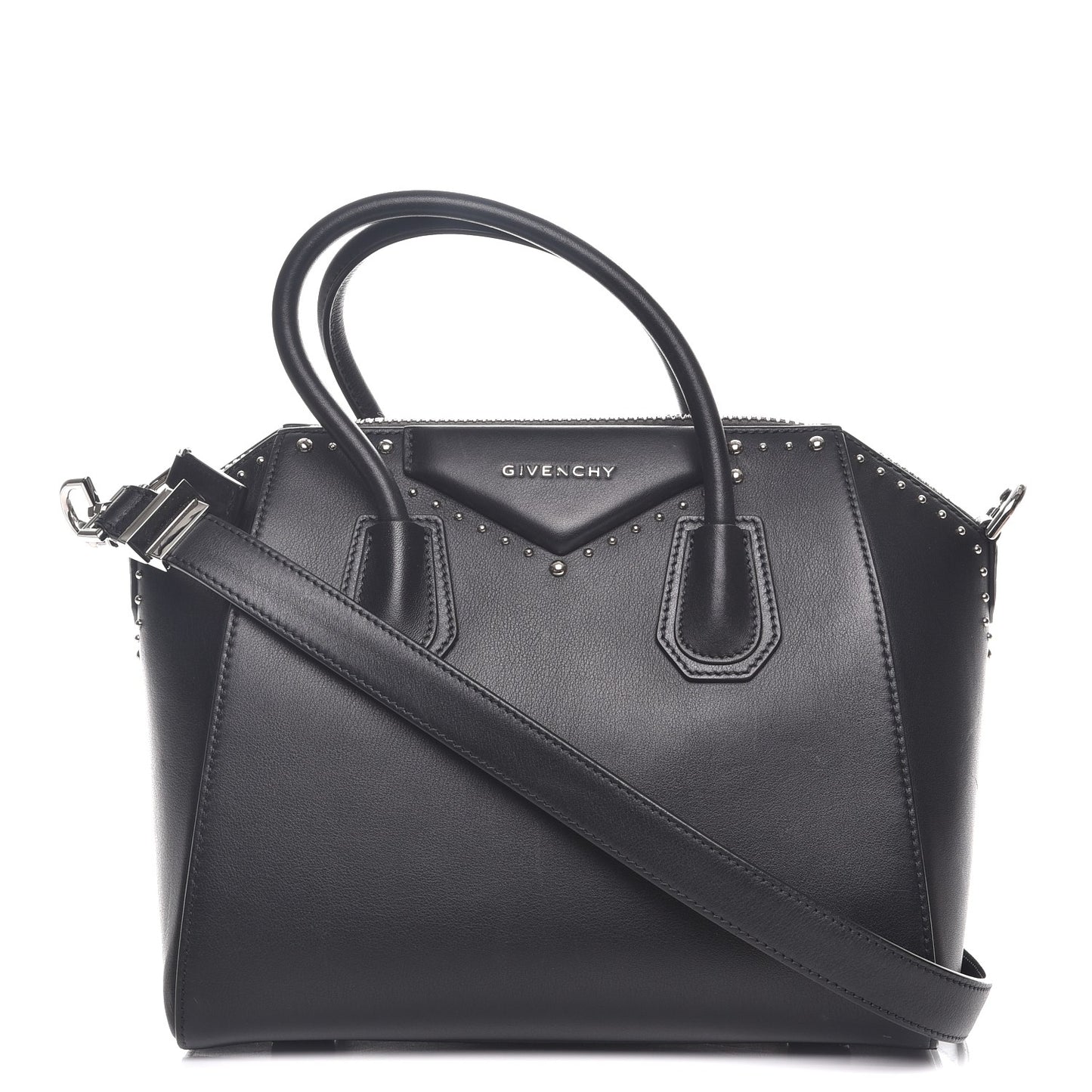 Smooth Calfskin Small Studded Antigona Black