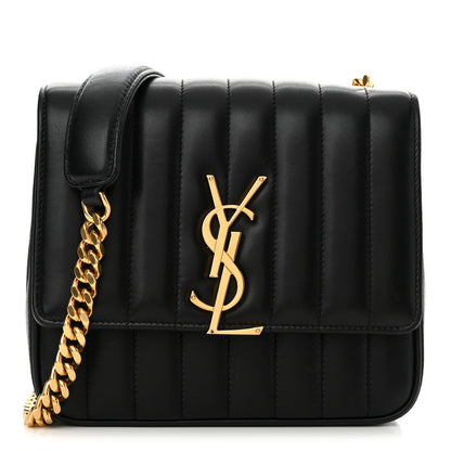 Saint Laurent Lambskin Matelasse Monogram Medium Vicky Chain Bag Black 1 of 10