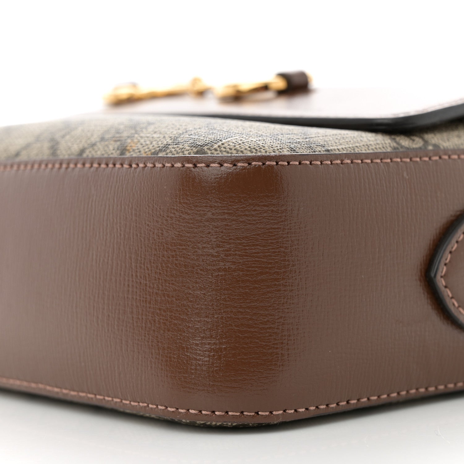 Gucci GG Supreme Monogram Small Horsebit 1955 Shoulder Bag Beige Brown Sugar 10 of 13