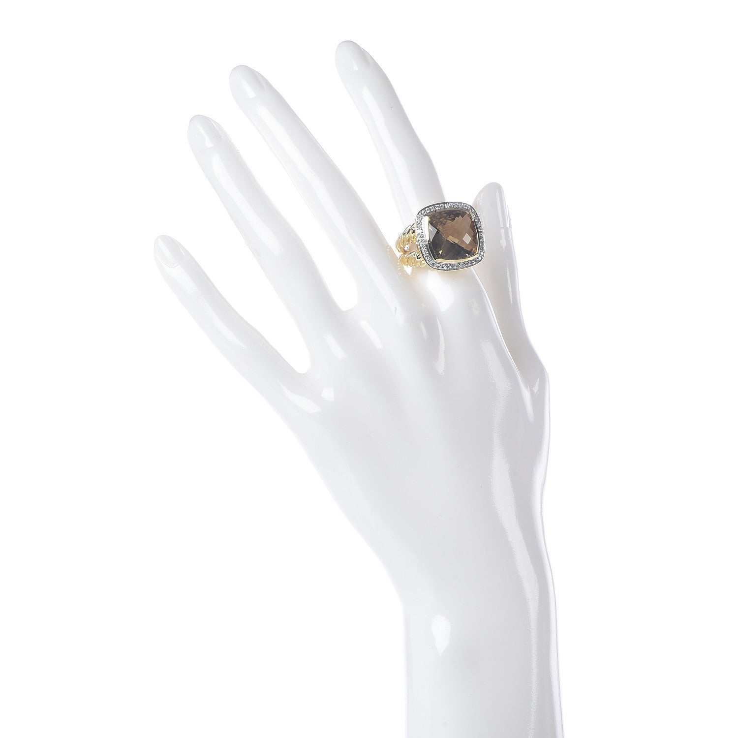 David Yurman 18K Yellow Gold Diamond Champagne Citrine 14mm Albion Ring 54 7 2 of 8