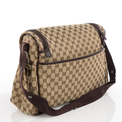 Gucci Monogram Natural Pigskin Large Diaper Bag Beige Ebony Cocoa Dark Chocolate 3 of 7