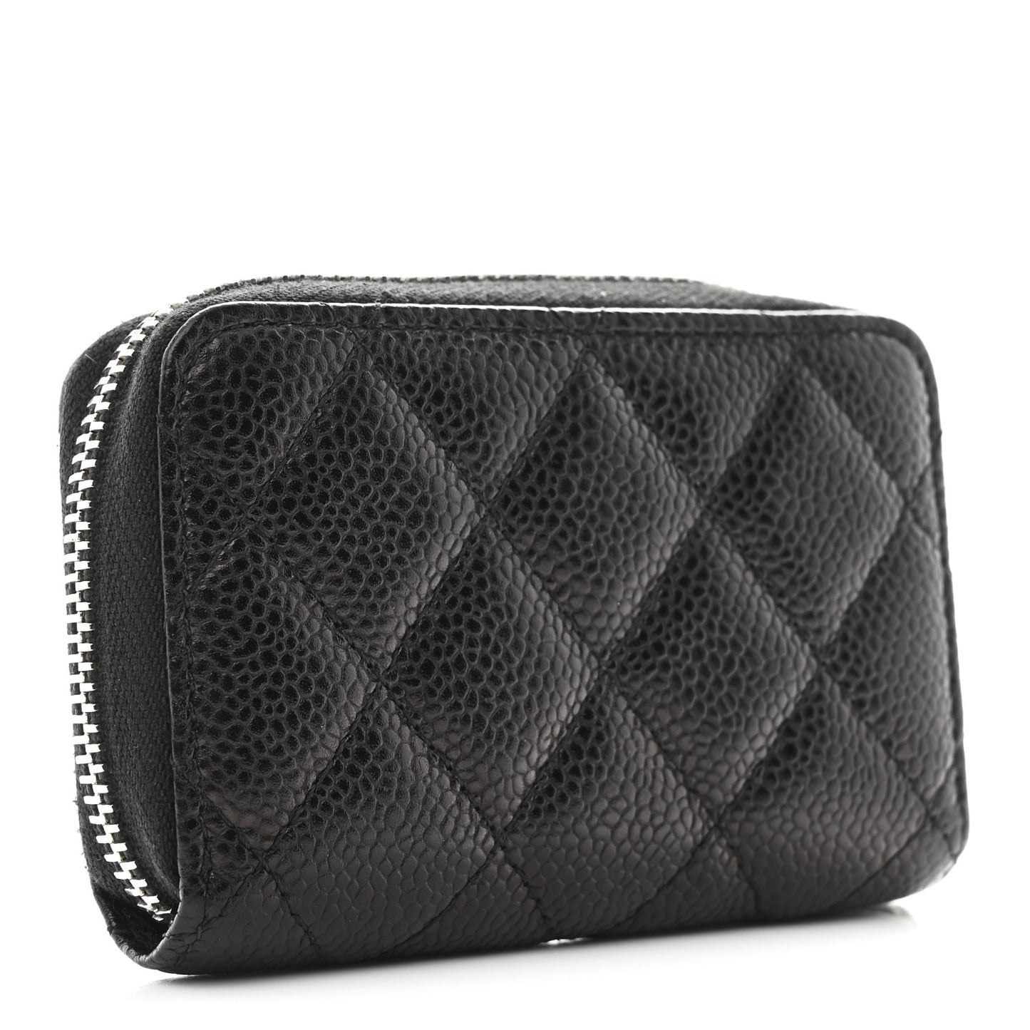 Caviar Quilted Zip Coin Purse Black