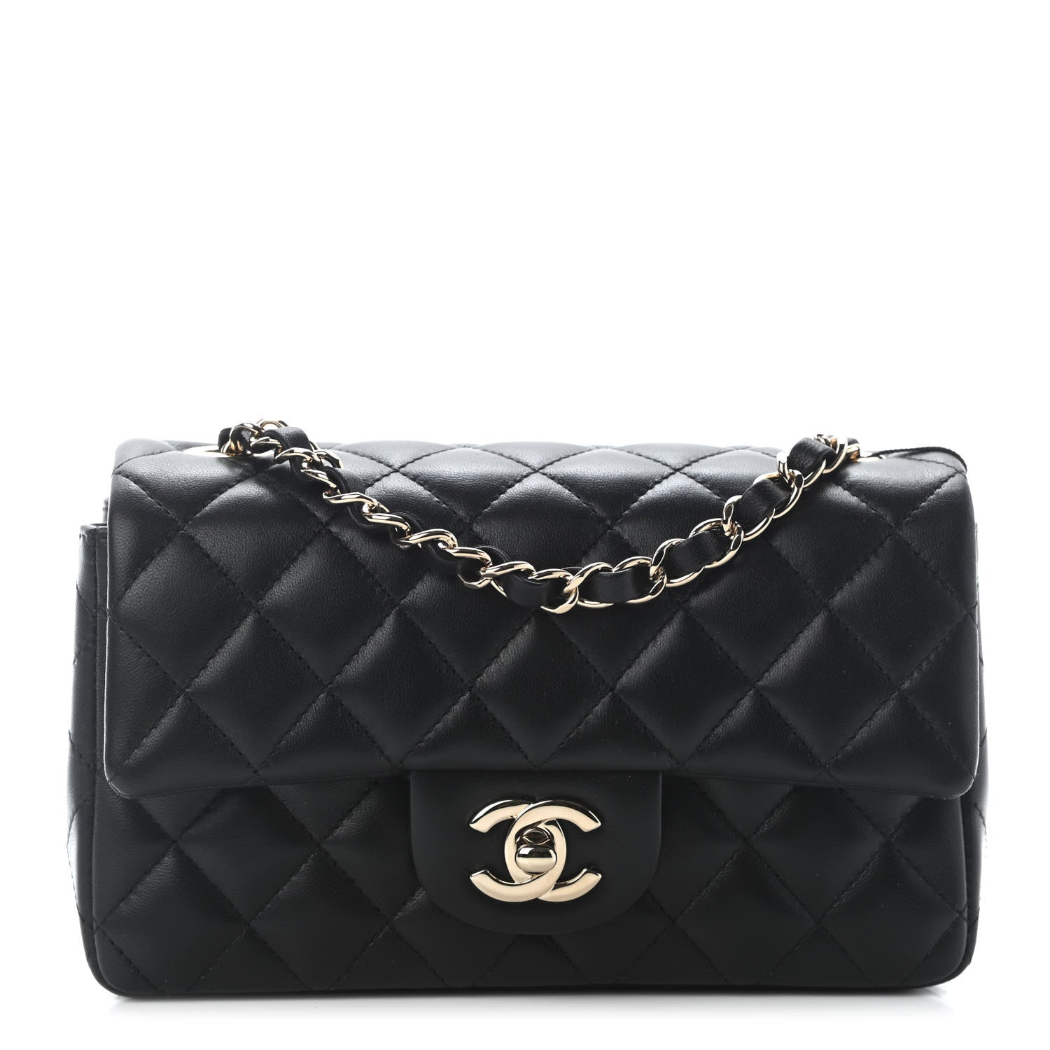 Chanel Lambskin Quilted Mini Rectangular Flap Black 1 of 9