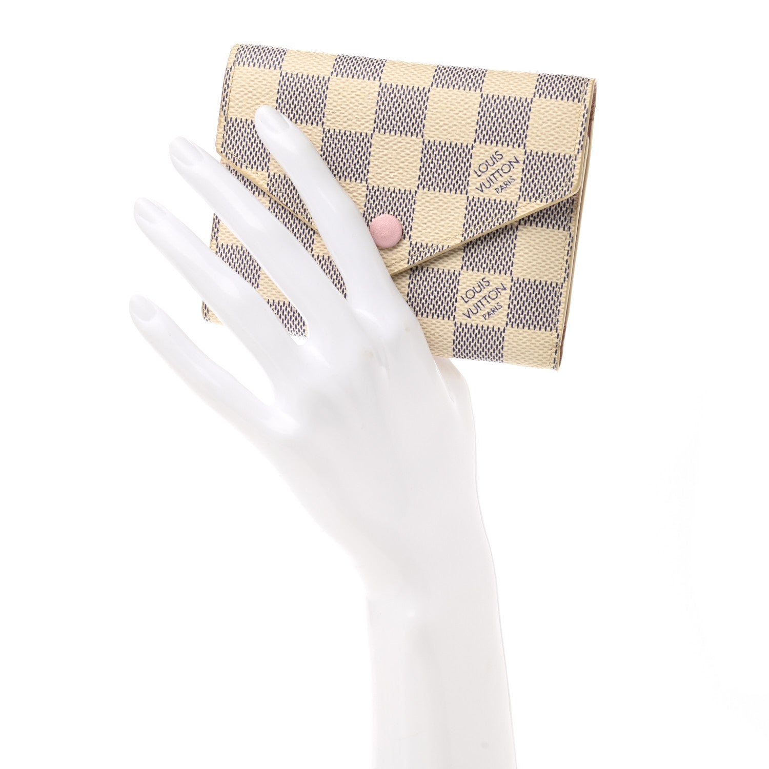 Louis Vuitton Damier Azur Victorine Wallet Rose Ballerine 2 of 8